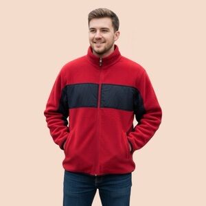 Chaps Red and Navy Full Zip Sweater Sz L